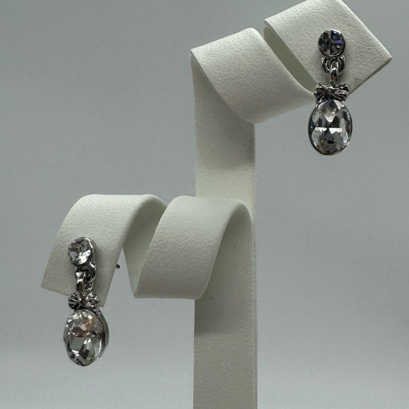 Crystal Post Drop Earrings Made with Swarovski Crystals in Silver - Picture 4 of 7